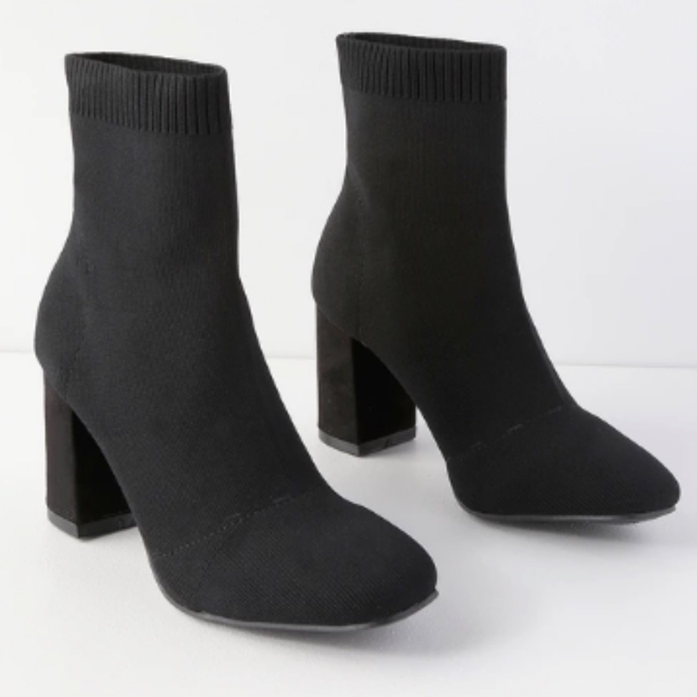 Black Stretch Knit Sock Boots Booties